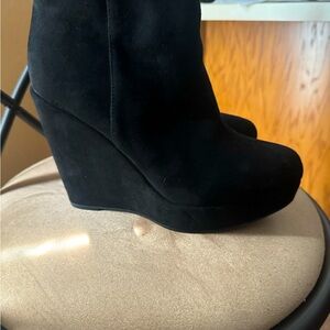 Black Suede Platform Booties- Size 7